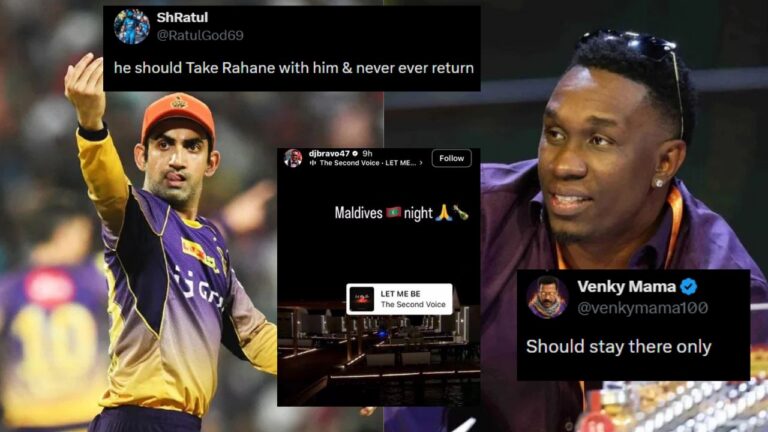 KKR Fans Demand Gautam Gambhir Return Amid Dwayne Bravo Maldives Controversy