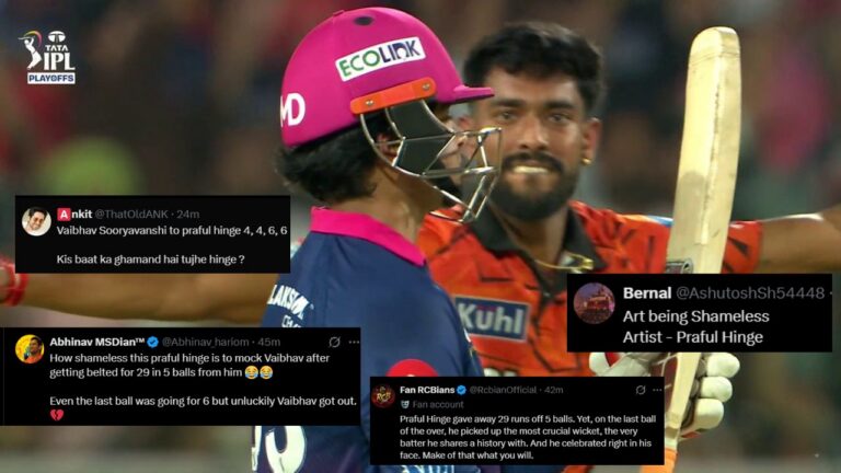“How Shameless…” Praful Hinge’s Celebration On Vaibhav Sooryavanshi’s Wicket S – IPL 2026: Praful Hinge’s Aggressive Celebration Against Sooryavanshi Sparks Fan Fury